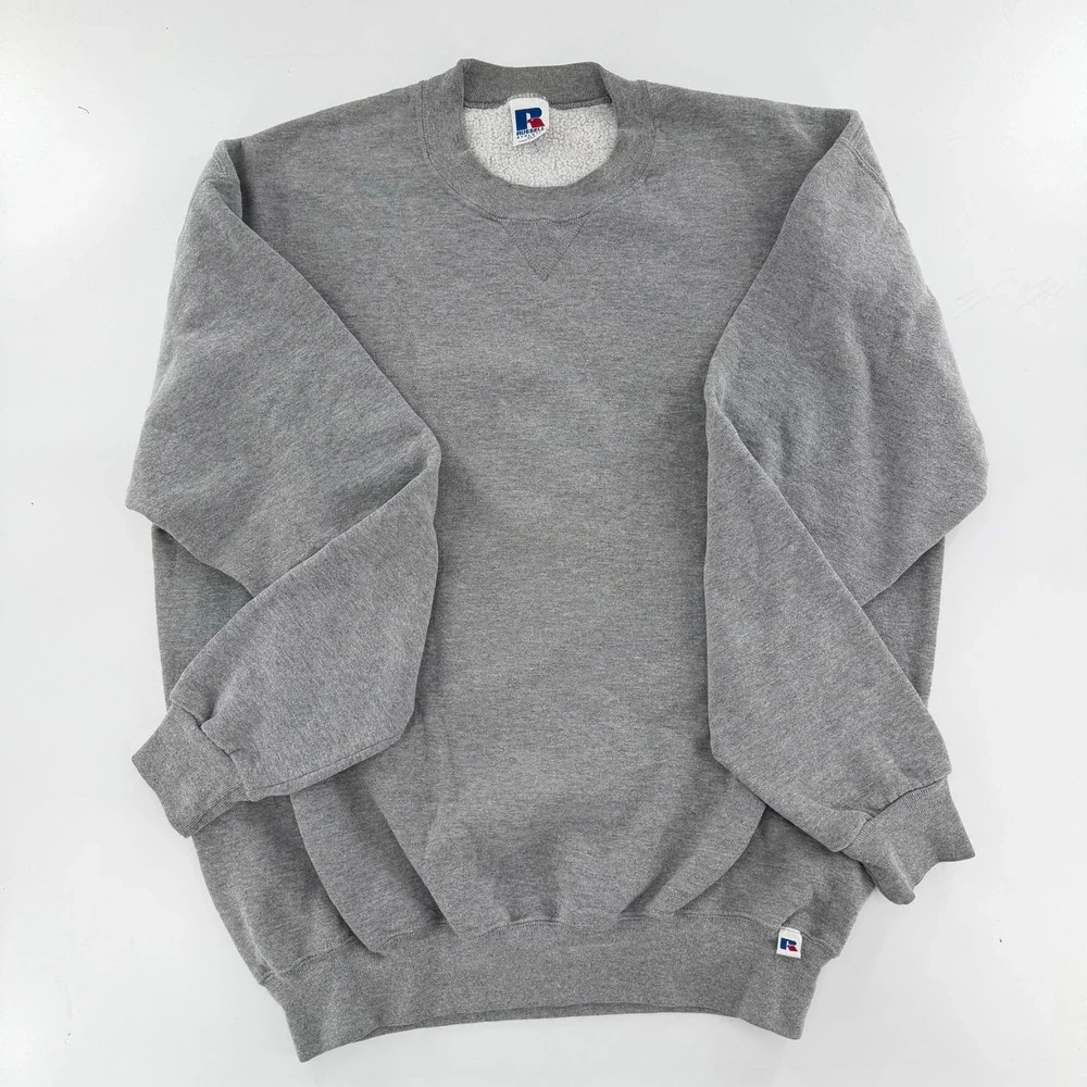 Russell Athletic Sweatshirt Crewneck Pullover Vintage 90s Unisex XLT Gray Blank